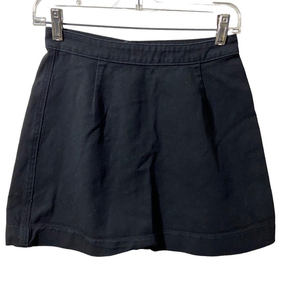American Apparel Button Down Front Denim Jean Skirt Small Jet Black Retro Goth - Picture 3 of 7